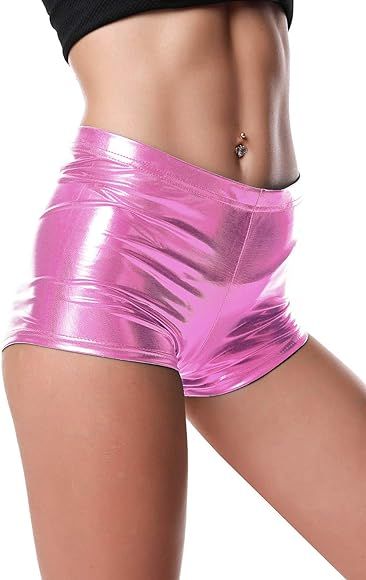 BLACK JACKY Metallic Rave Booty Dance Shorts (Medium, Baby Pink) at Amazon Women’s Clothing sto... | Amazon (US)