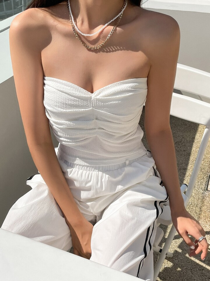 DAZY Ruched Crop Tube Top | SHEIN