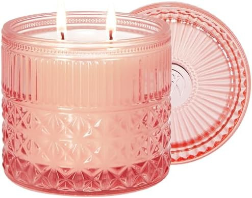 Chloefu LAN Rose Candle, Pink Candles Gifts for Women, Large 2-Wick Sandalwood Scents for Home, S... | Amazon (US)