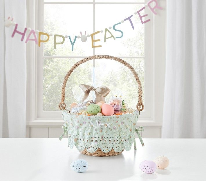 Heritage Floral Eyelet Easter Basket Liners | Pottery Barn Kids