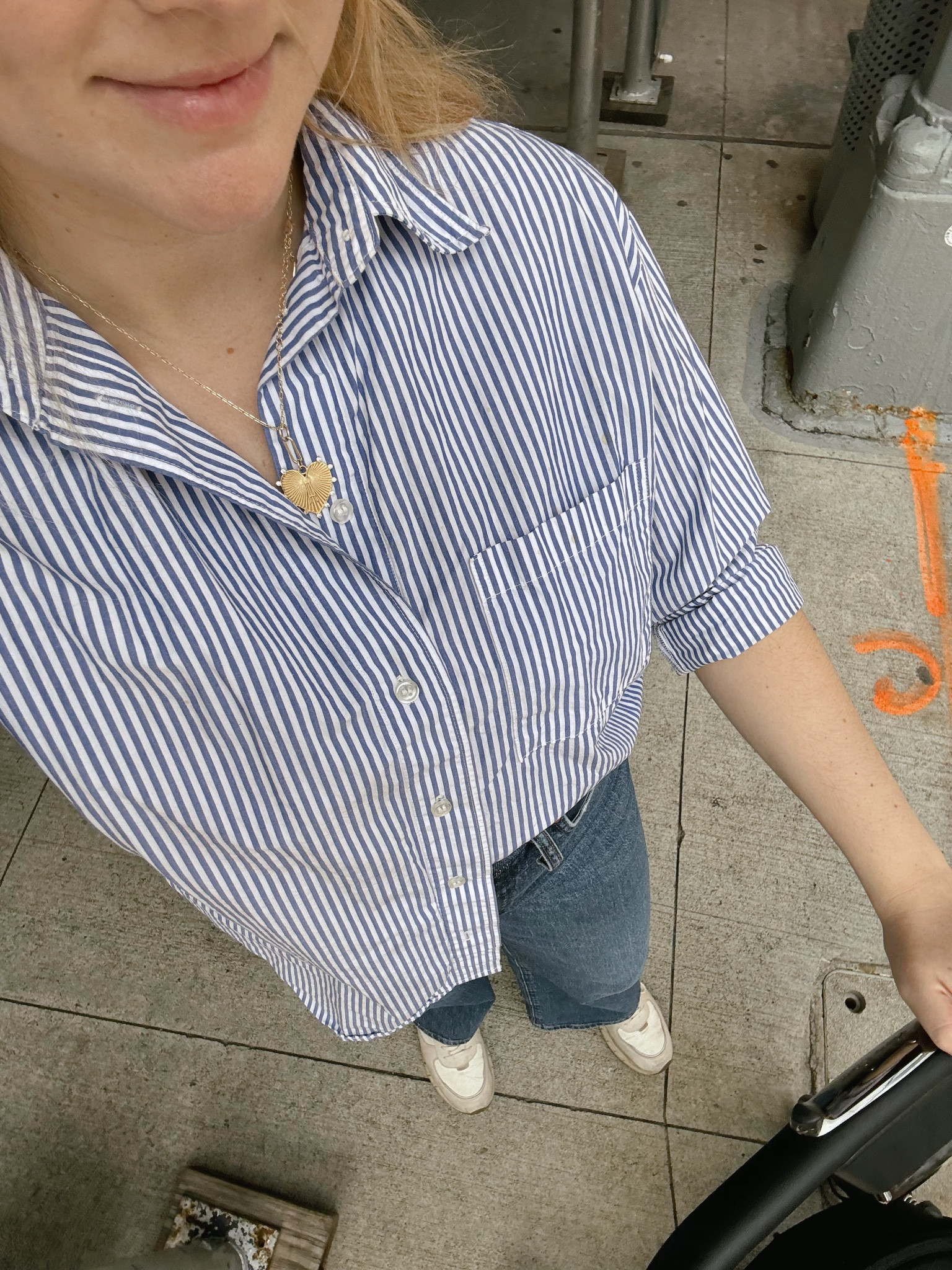 Fav post partum jeans! Jeans+shoes both run tts! Button up top on sale