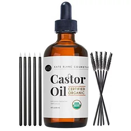 Organic Castor Oil (4oz) USDA Certified 100% Pure Cold Pressed Hexane Free by Kate Blanc. Stimulate  | Walmart (US)