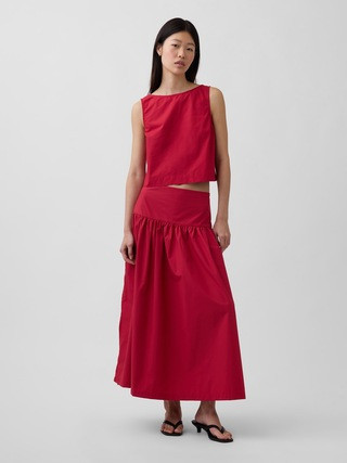 Poplin Drop-Waist Maxi Skirt | Gap (US)