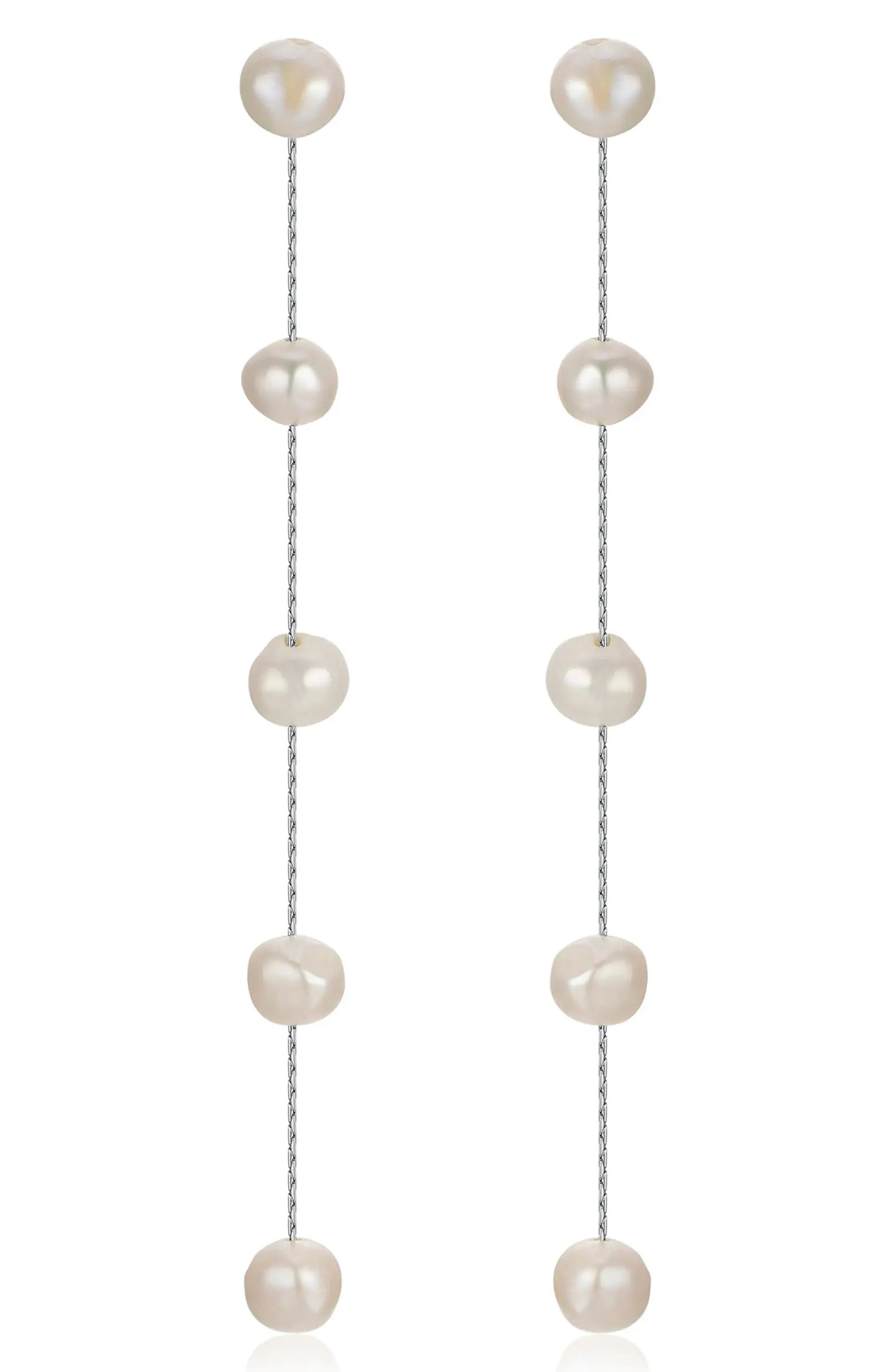 Dripping Freshwater Pearl Linear Drop Earrings | Nordstrom