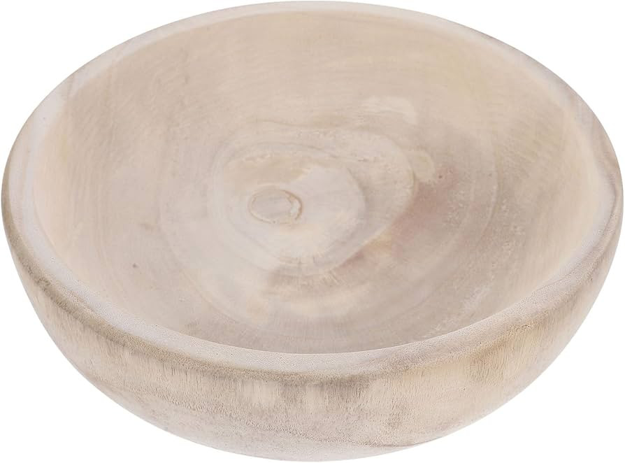 Alipis Round Wood Decorative Bowl Handmade Natural Paulownia Wood Fruit Bowl Storage Plate Servin... | Amazon (CA)