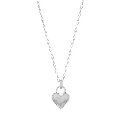 MARLYN SCHIFF Link Chain Heart Pendant Necklace in Silver at Nordstrom | Nordstrom