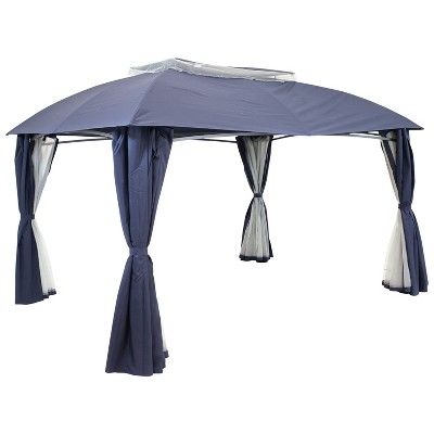 Sunnydaze Soft Top Rectangle Patio Gazebo with Screens and Privacy Walls for Backyard, Garden or ... | Target