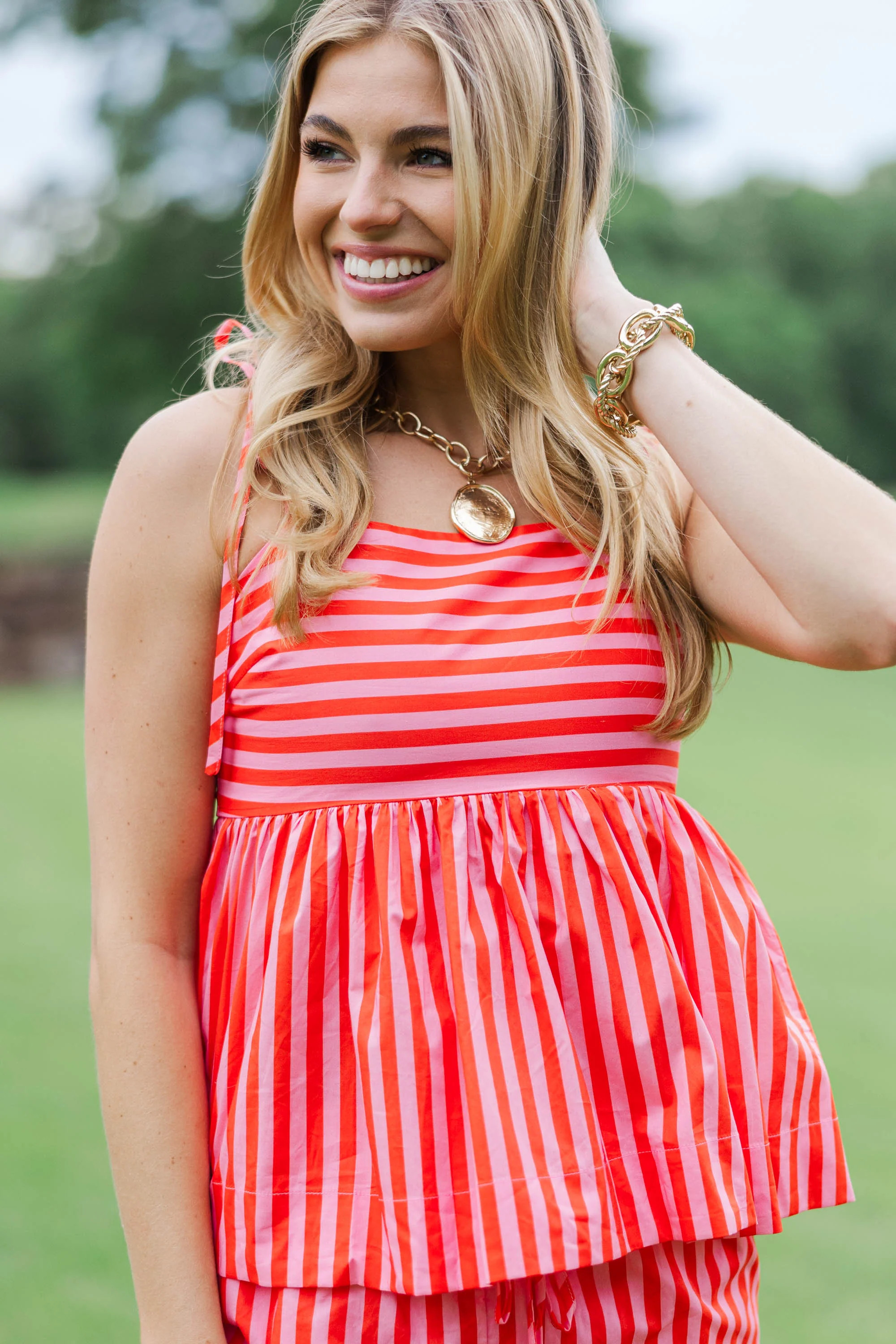 The Good Part Orange Striped Tank | The Mint Julep Boutique