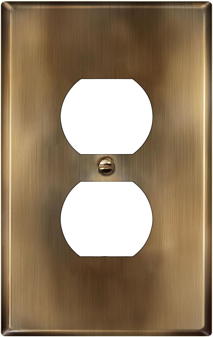 LIDER Duplex Receptacle Metal Wall Plate, Stainless Steel Outlet Cover, Corrosion Resistant, Mid-... | Amazon (US)