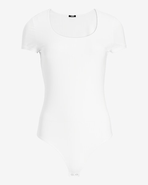 Body Contour Double Layer Scoop Neck Thong Bodysuit | Express