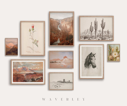Click for more info about Vintage Southwestern Gallery, Arizona Wall Art, Set of 9 Prints, American Rustic Country Art, Ran...