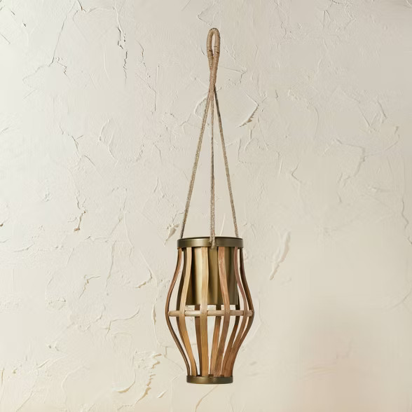 11" x 6.5" Metal/Rattan Hanging Planter Natural - Opalhouse™ designed with Jungalow™ | Target