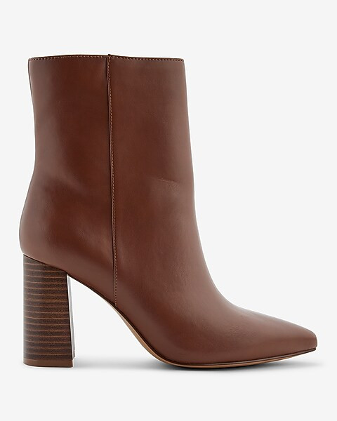 Faux Leather Block Heel Booties | Express