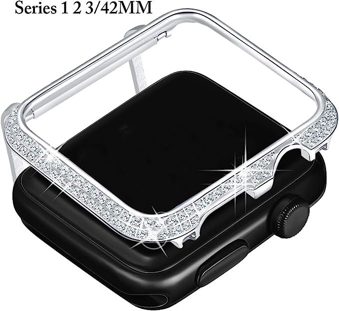 Amazon.com: Callancity 42mm Metal Face Cover Rhinestone Crystal Diamond Bling Case Compatible App... | Amazon (US)