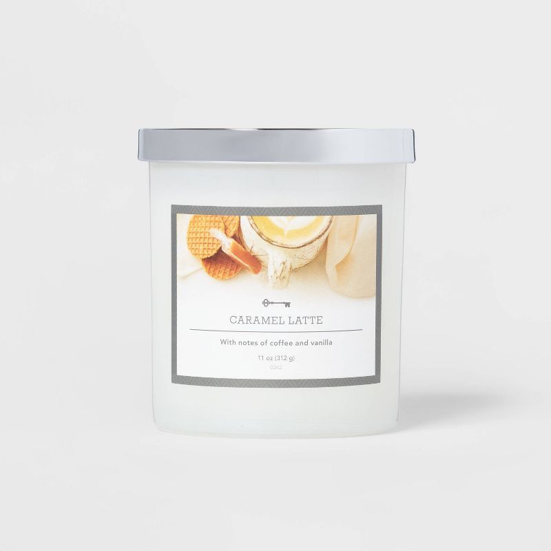 Lidded Glass Jar Caramel Latte Candle White - Threshold™ | Target