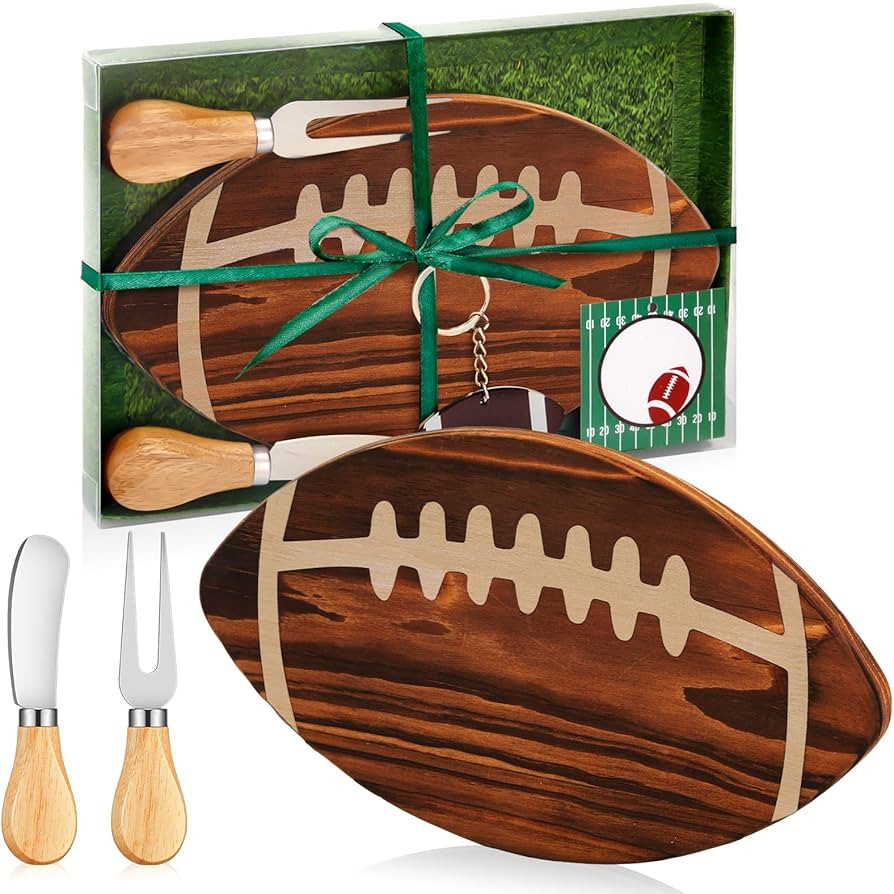 Football Shaped Cutting Board Charcuterie Board Gift Set with Cheese Knives for Football Lovers G... | Amazon (US)
