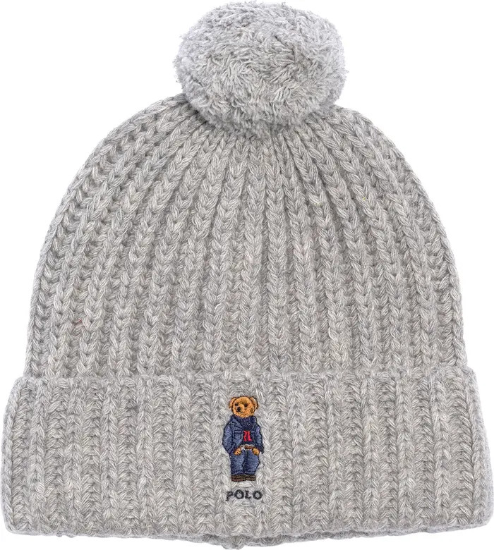 Polo Ralph Lauren Denim Bear Pompom Beanie | Nordstrom | Nordstrom