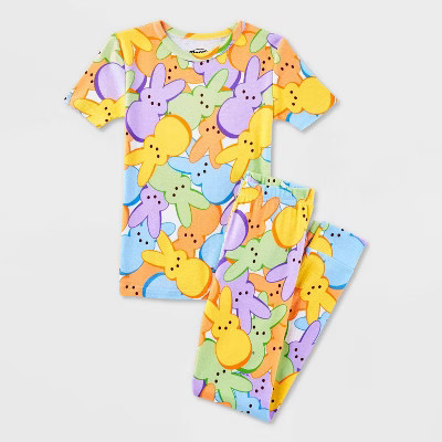 Kids' Peeps Easter 2pc Short Sleeve Pajama Set - Blue/Yellow/Green 10 | Target
