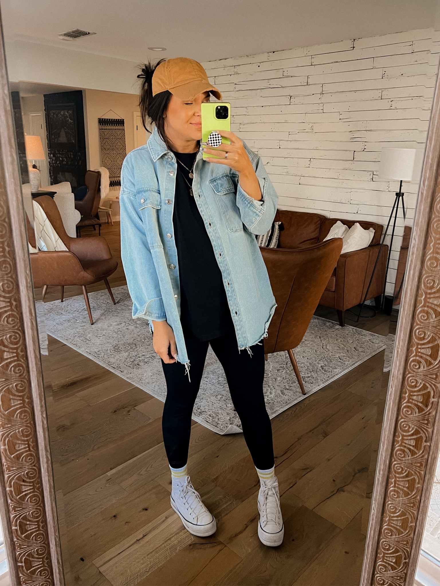 Casual Sunday look
Denim Shacket: Large (oversized)
Men’s Black Tee: XL
Leggings: Large
Platform Converse Sneakers: TTS

#LTKshoecrush #LTKstyletip #LTKunder50