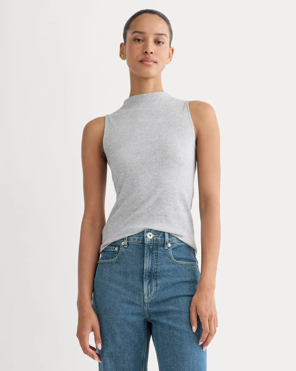 The Luxe Rib Funnel-Neck Tank | Classic Heather Grey | Everlane