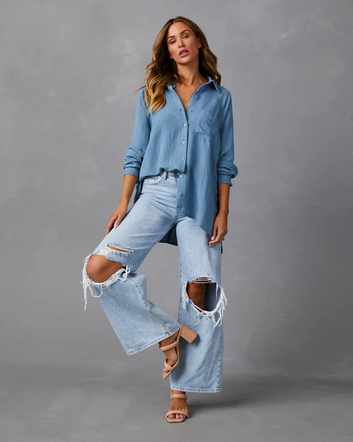 Quiana Button Down Top - Blue | VICI