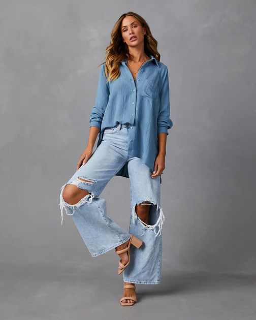 Quiana Button Down Top - Blue | VICI Collection