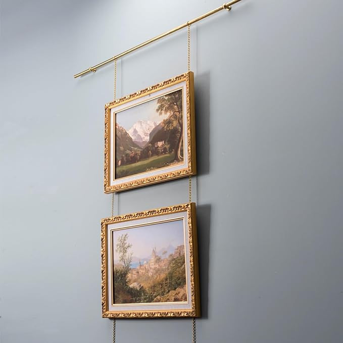 Picture Rail Hanging System Brass Picture Hanging Wire Kit, French Style Picture Hangers for Livi... | Amazon (US)