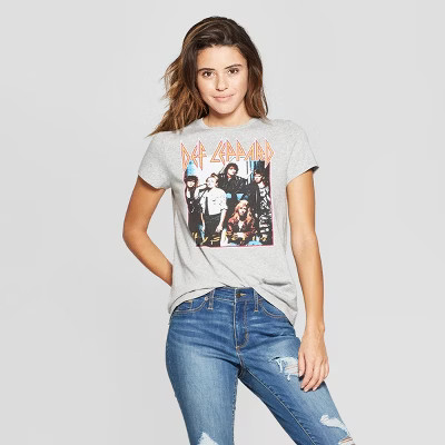 Junk Food Women's Def Leppard Short Sleeve Graphic T-Shirt - Heather Gray | Target