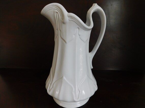 Antique White Ironstone Pitcher in the Dallas Shape Circa - Etsy | Etsy (US)