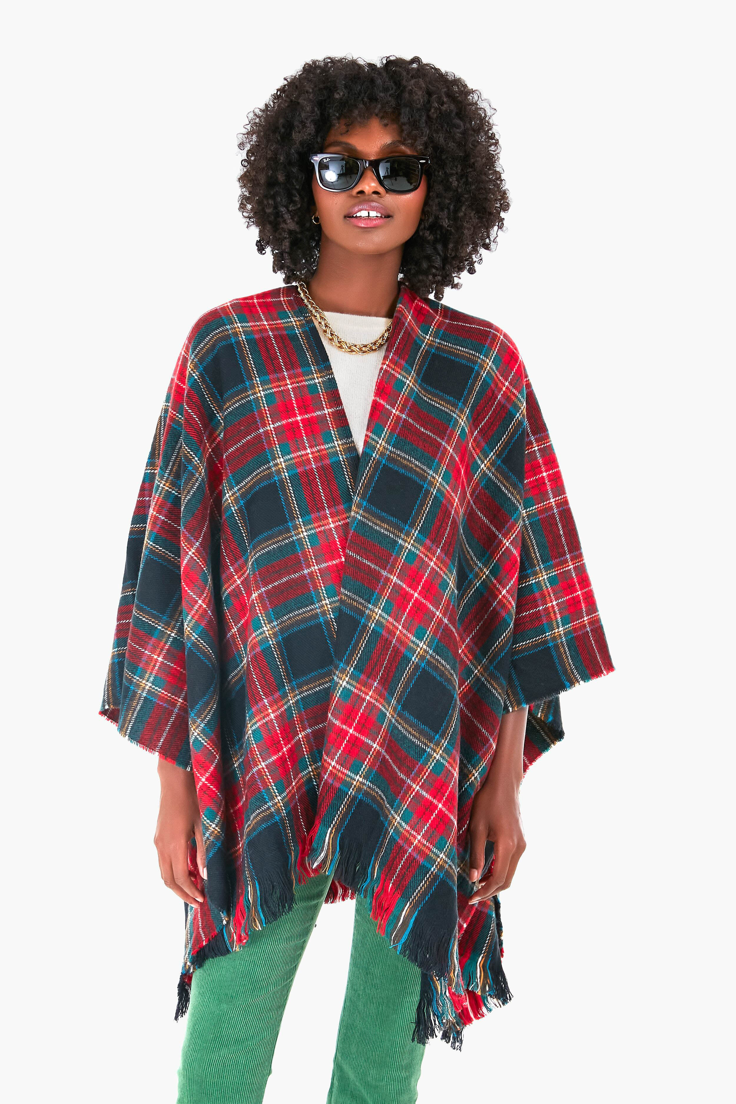 Exclusive Black Tartan Ruana Poncho | Tuckernuck (US)