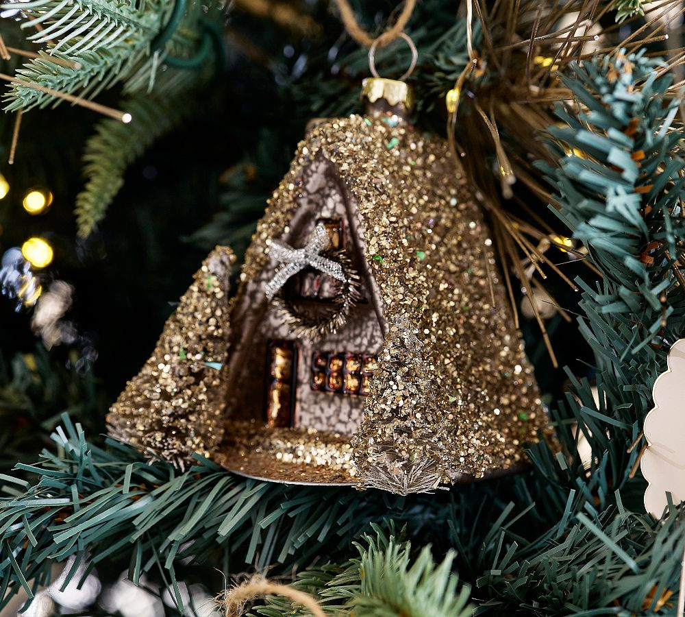 Gold Glitter House Ornament | Pottery Barn (US)