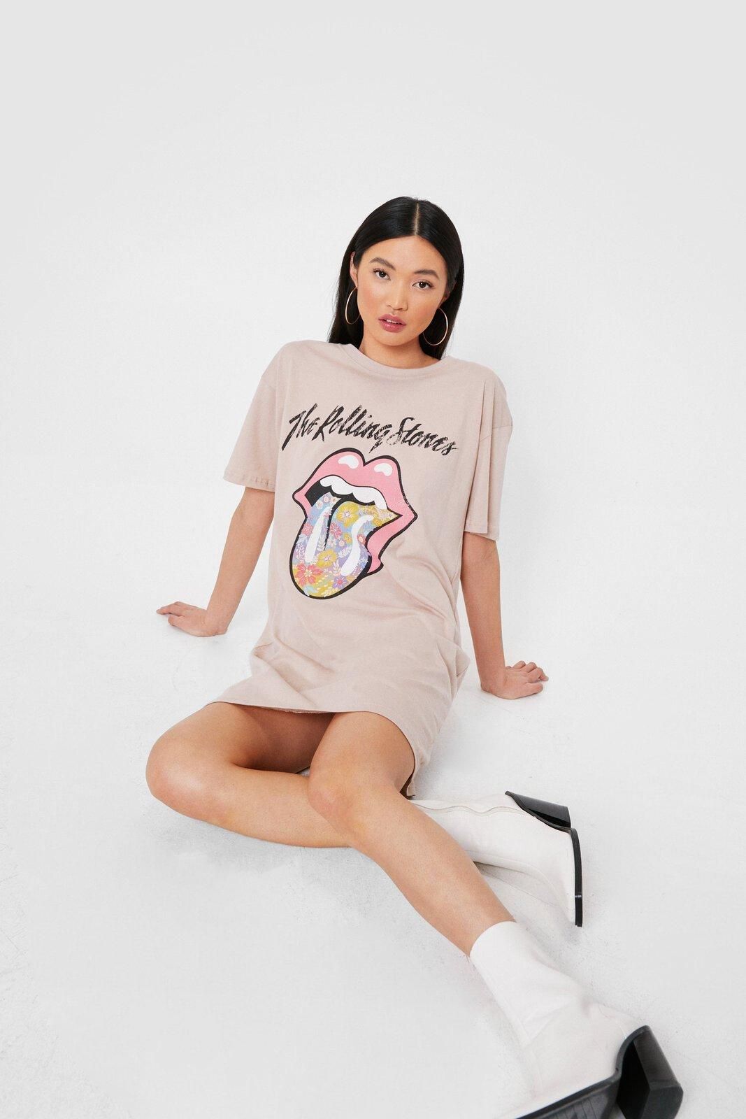 The Rolling Stone Floral Graphic T-Shirt Dress | Nasty Gal (US)