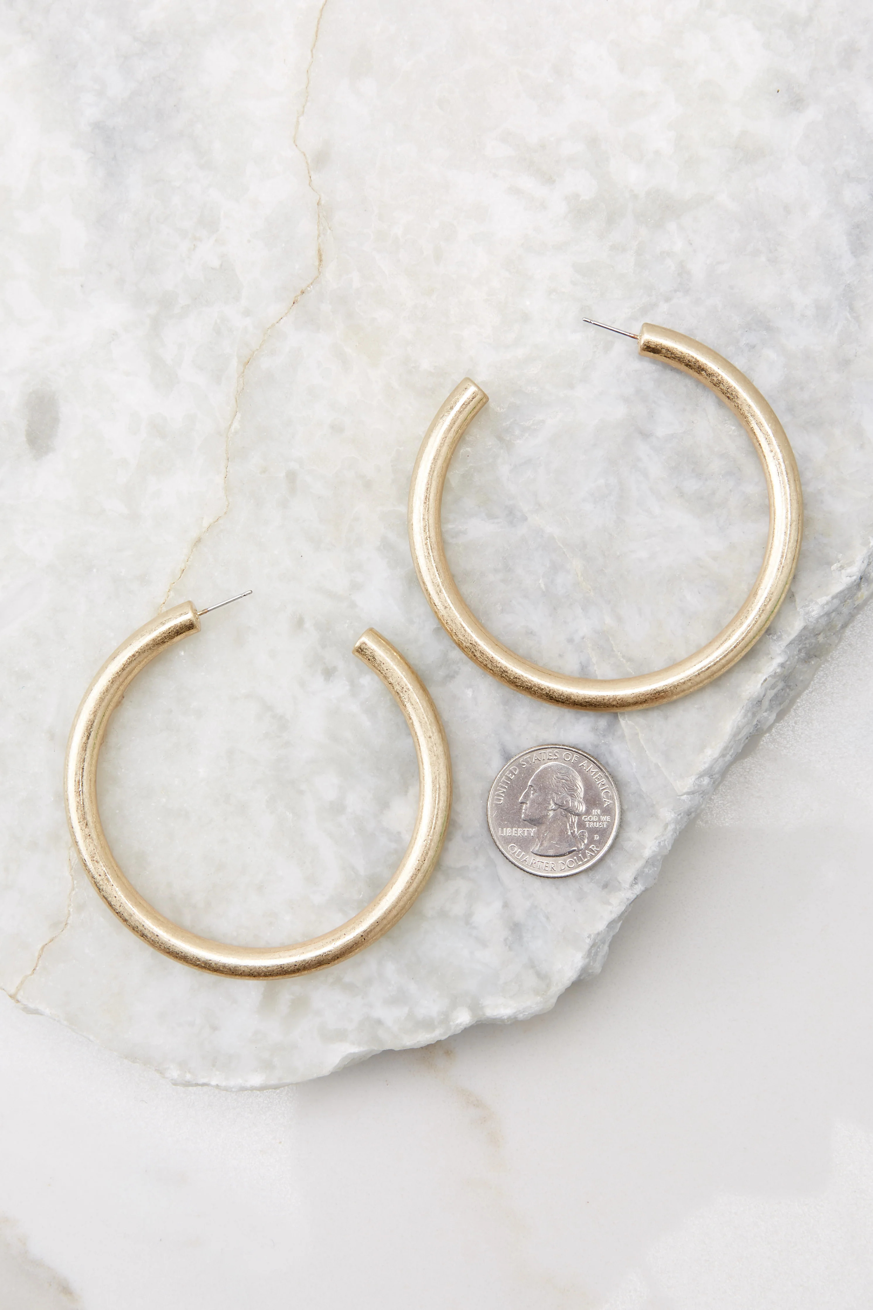 Think Fast Gold Hoop Earrings | Red Dress 