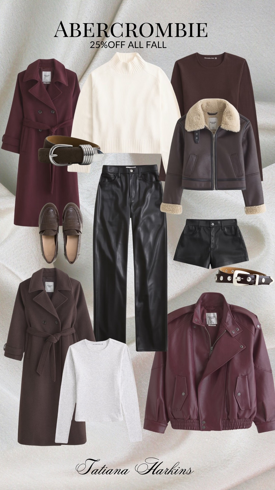 Abercrombie 25%OFF SELECT ITEMS!!!Gathered must have fall/winter closet staples. 
Coats, sweaters just look at this burgundy jacket !!! 🔥🤌🏻

#woolcoat#leatherjacket#bomberjacket#belt#sheroacoat#musthavefall#fall#closetstaples#tatianaharkins

#LTKSaleAlert #LTKSeasonal #LTKU