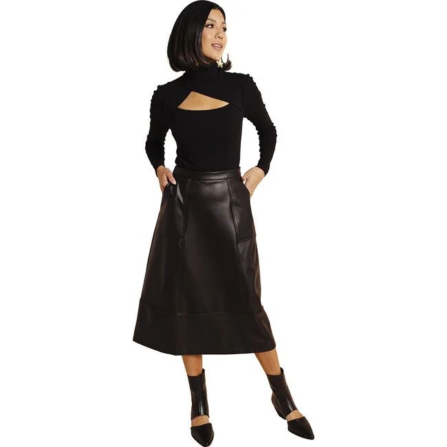 Women's Faux Leather Skirt, Black | Maisonette