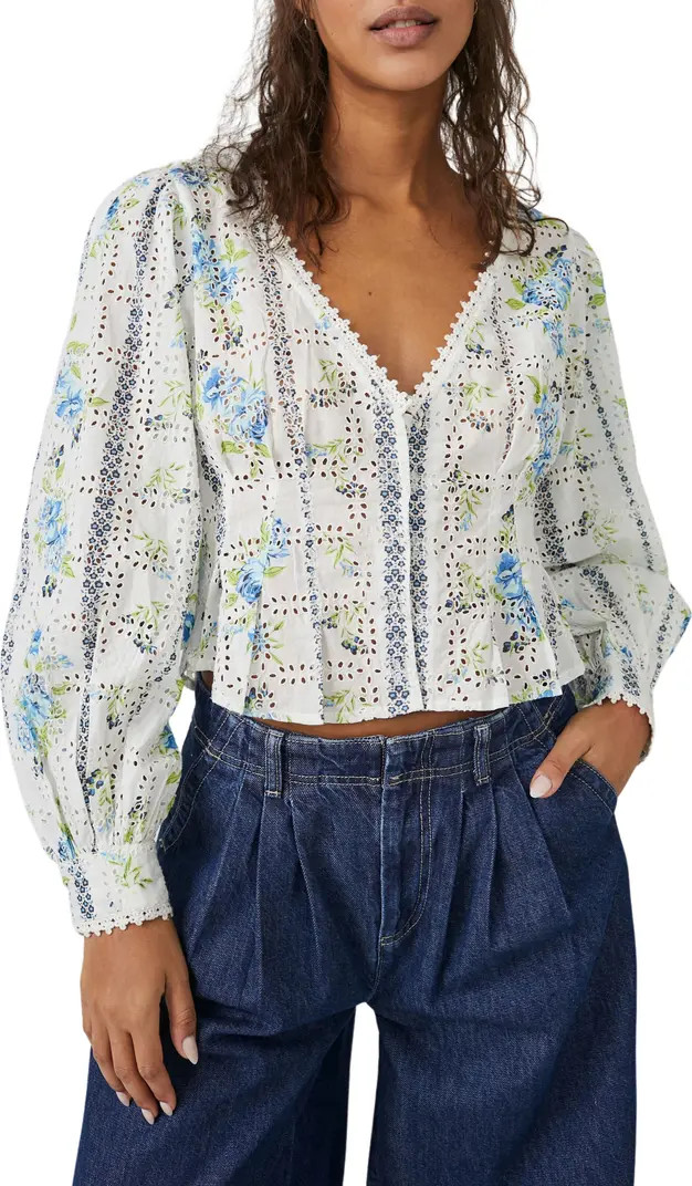 Wallflower Eyelet Crop Blouse | Nordstrom