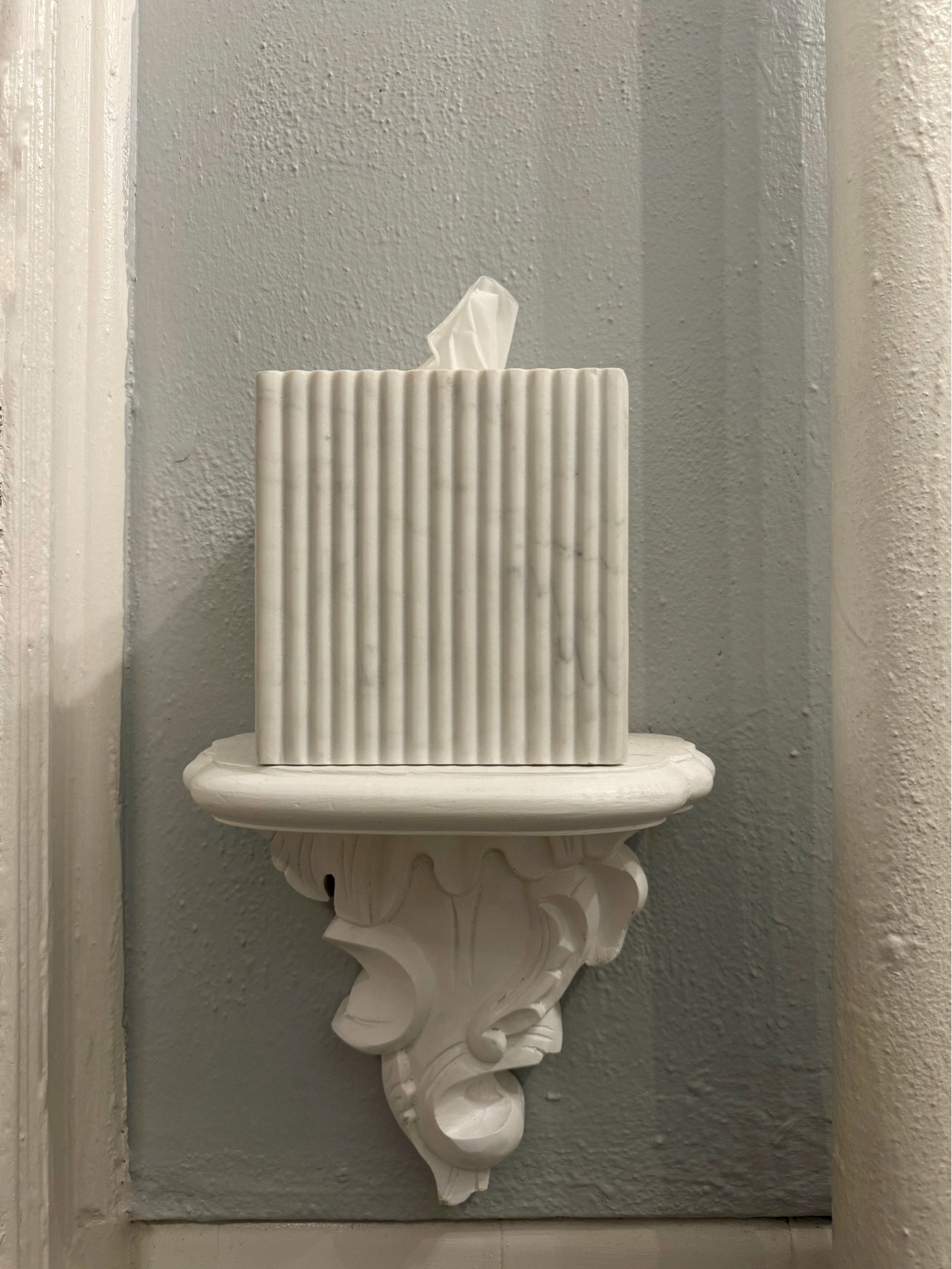 Bathroom accessories- wall shelf & fluted marble tissue box holder 

#LTKHome