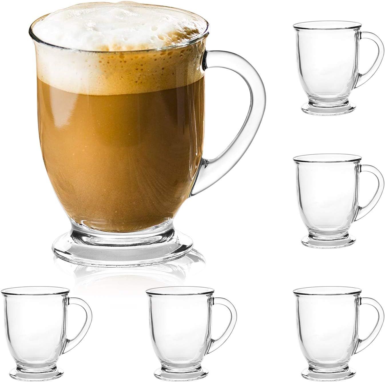 15oz/450ml Glass Coffee Mugs Clear Coffee Cups with Handles perfect for Latte, Cappuccino, Espres... | Amazon (US)