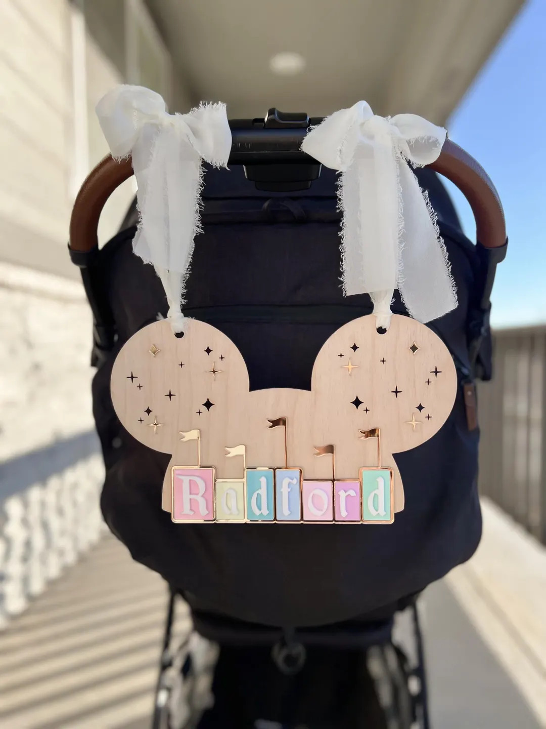 Magical Sparkle Retro Disneyland Mickey Mouse Stroller Sign | Wood Acrylic Tag | Disneyworld | Etsy (US)