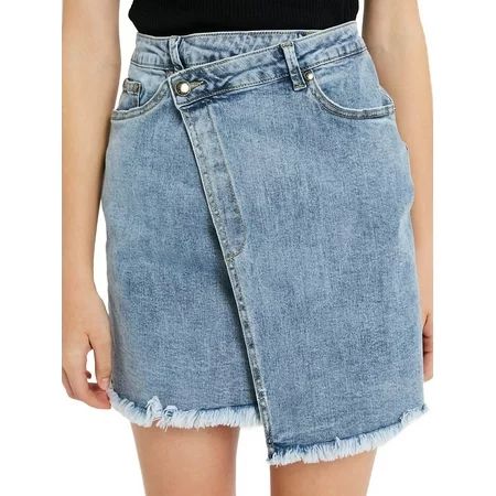 Fashion Light Blue Asymmetrical Denim Skirt | Walmart (US)