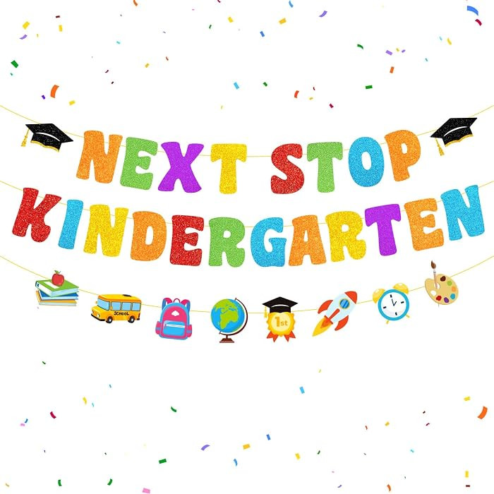Preschool Graduation Decorations Next Stop Kindergarten Banner, Pre-strung Pre k Graduation Decor... | Amazon (US)
