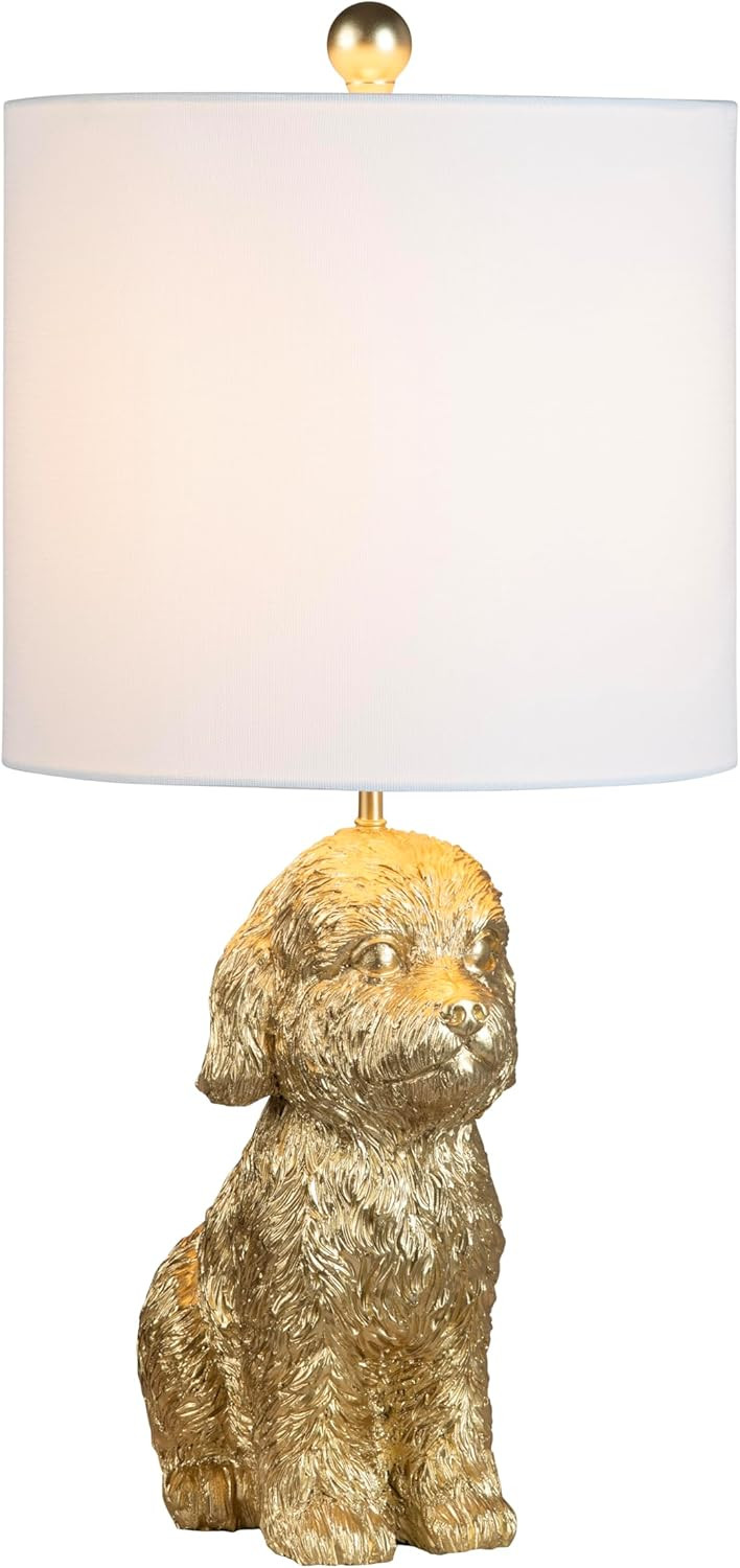 Crestview Collection 24" Golden Doodle Dog Resin Table Lamp w/White Linen Shade | Amazon (US)