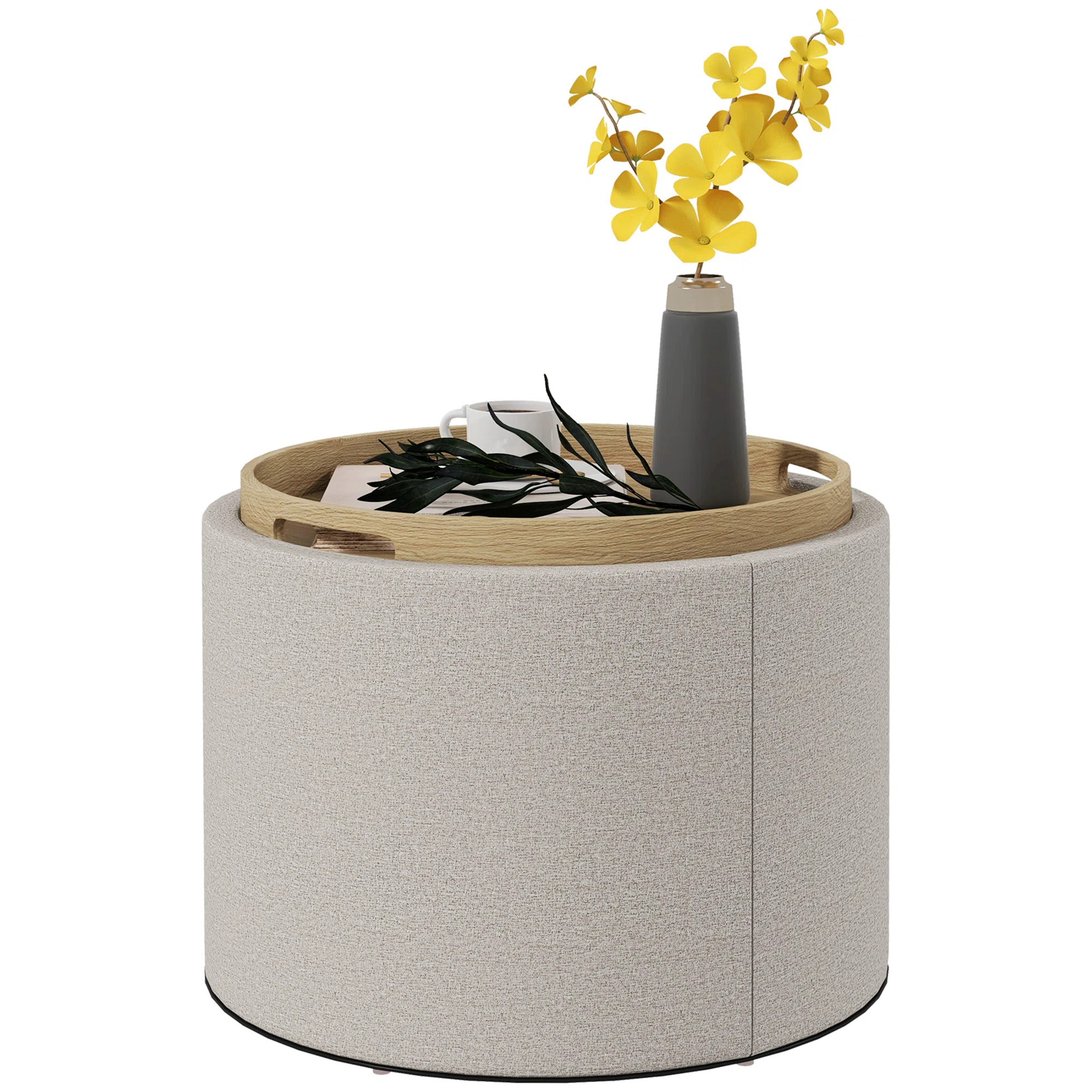 Latitude Run® Round Storage Coffee Table,Ottoman Table with Flip Top Tray | Wayfair | Wayfair North America