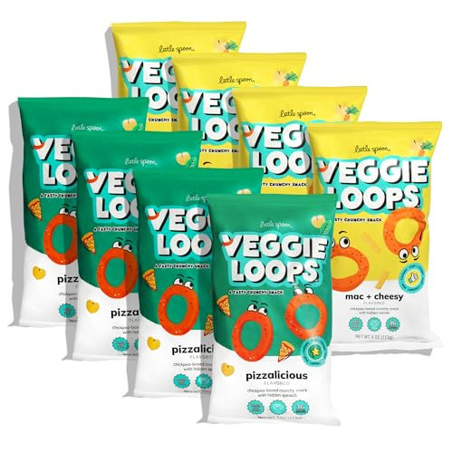 Little Spoon Veggie Loops Duo – Mac N Cheese & Pizzalicious Flavors – Baked, Hidden Veggies, Toddler Snacks (2-Pack) | Amazon (US)
