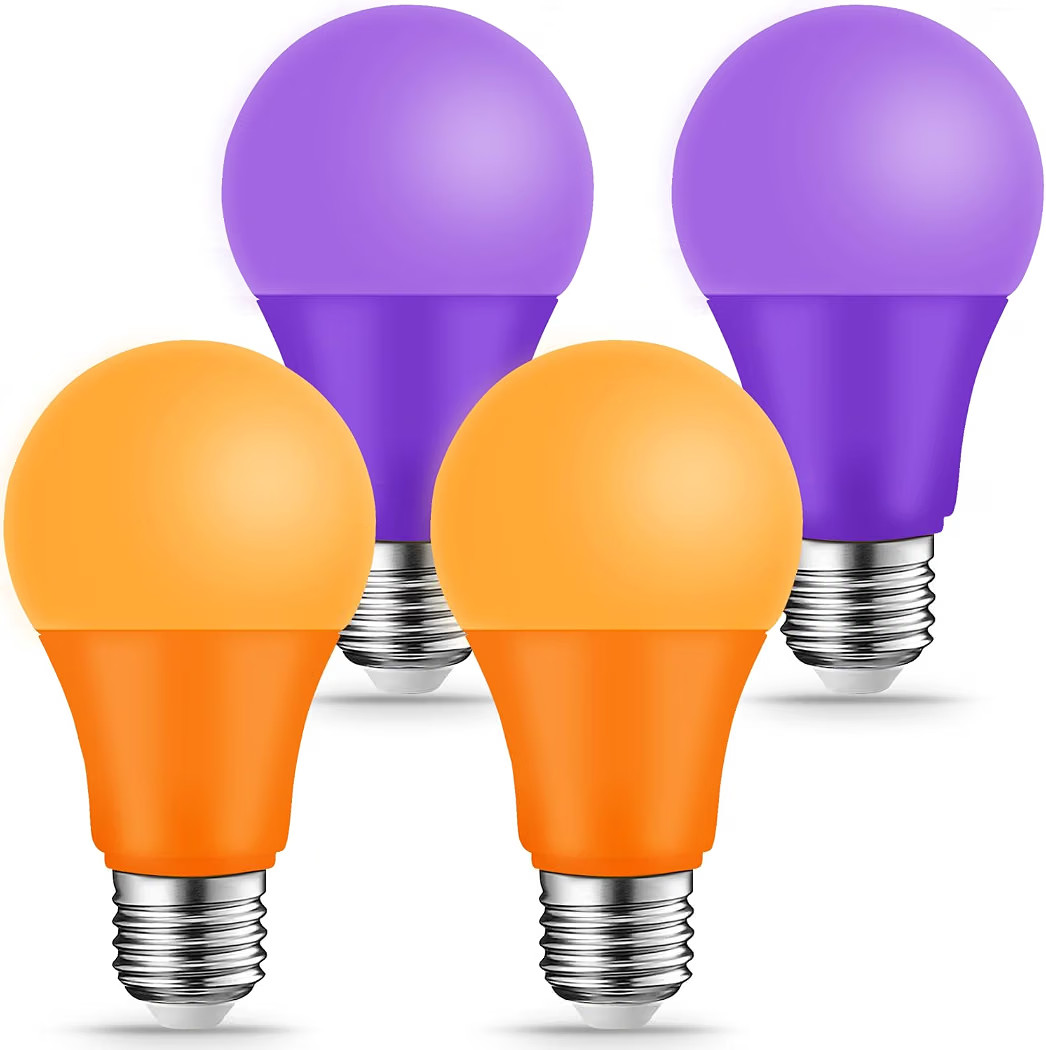 Orange Purple Light Bulbs - [ 4 Pack ]- 9W\uff0860W Equivalent\uff09 E26 Base LED Halloween Light... | Amazon (US)