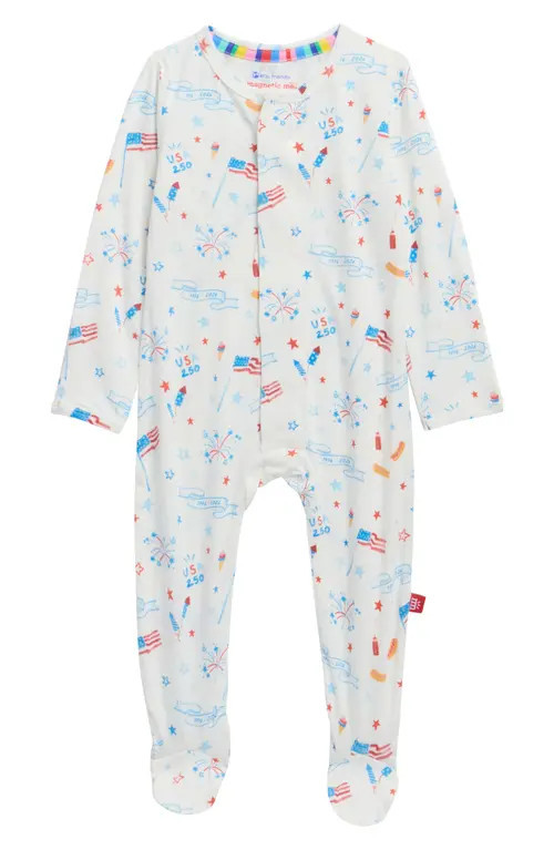 Magnetic Me USA 250 Ruffle Magnetic Footie at Nordstrom, Size 3-6M | Nordstrom