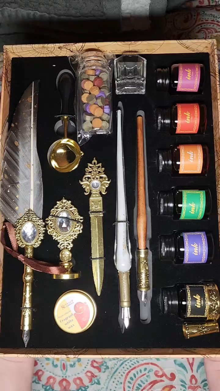 Some things just hit different when they're done by hand. I picked up this dip pen quill and ink set a while back and honestly it's changed the way I think about writing. There's something about slowing down, dipping the nib, and watching the ink flow across the page that no ballpoint can replicate. And the wax stamp kit that comes with it? I've been sealing everything. Letters, journal entries, random notes to myself. 10/10 would recommend to anyone who wants to feel like they're living in a period drama. 🪶🕯️#DipPen #WaxSeal #JournalingAesthetic

