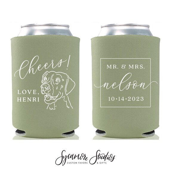 Wedding Can Cooler 204R  Custom Pet Illustration  Cheers  - Etsy | Etsy (US)