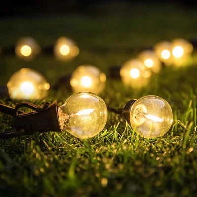 33ft Solar String Lights Outdoor Waterproof, 14 Soft Warm Bulbs, Auto On/Off | Wayfair North America