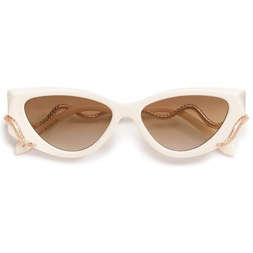 Appassal Retro Y2K Snake Sunglasses for Women Chic Cat Eye 90s Sunnies Narrow Trendy Sun Glasses AP3667 White/Gradient Brown/Gold Snake | Amazon (US)